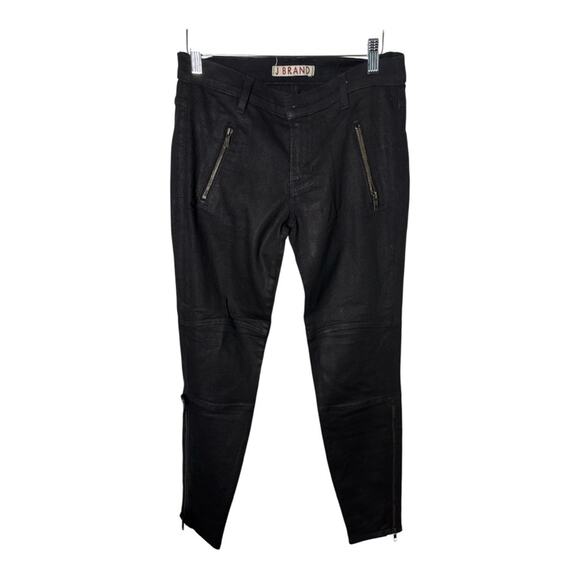 J Brand Agnes Black Moto Jeggings Zipper Detail Size 28 - Picture 1 of 7